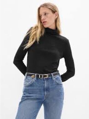 Gap Classic Ribbed Black Turtleneck Long Sleeve Top